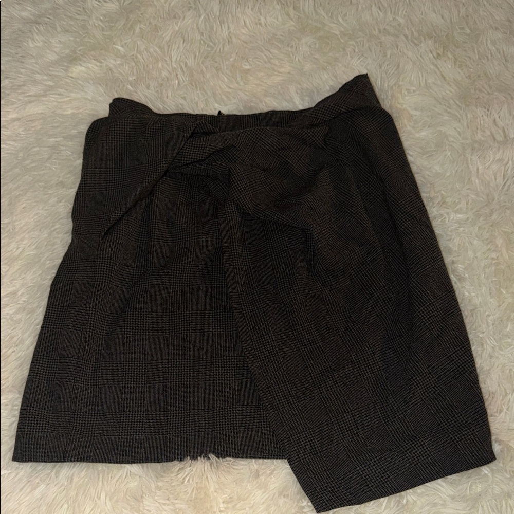 Plaid Mini Skirt in Brown and Black